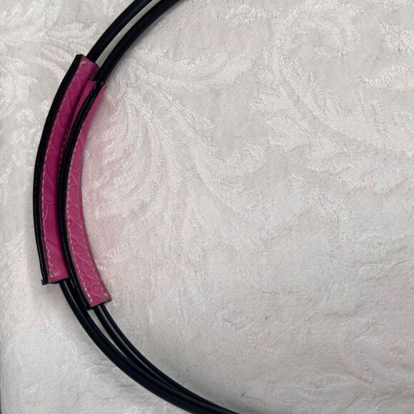 Pink Faux Croc Top Handle Satchel Bag Half Circle Vinyl‎ Approx 16x6 - Picture 6 of 11